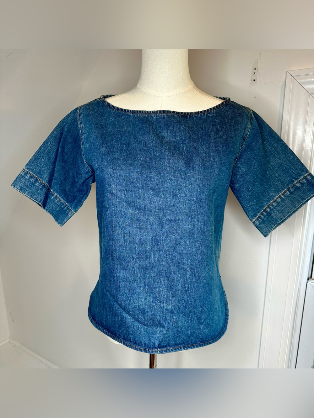 Stella McCartney Made in Italy Denim Boat Neck Top EU 36